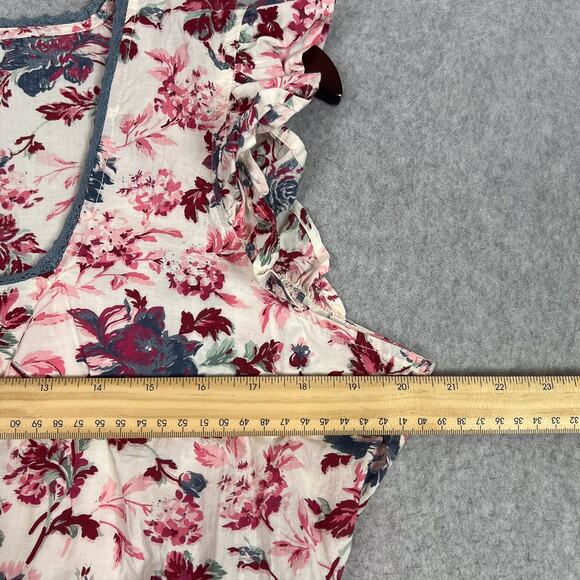 April Cornell Floral Square Neck Ruffle Sleeve Midi Dress Size Large - Picture 8 of 11